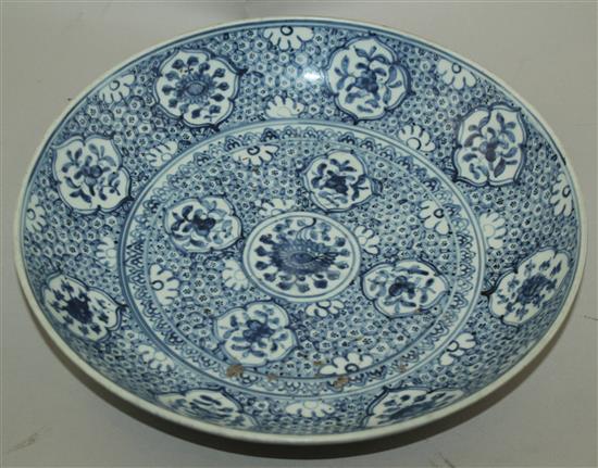 A Chinese blue and white dish, Hongzhi period (1488-1505) of Lena Shoal Shipwreck type, 32cm